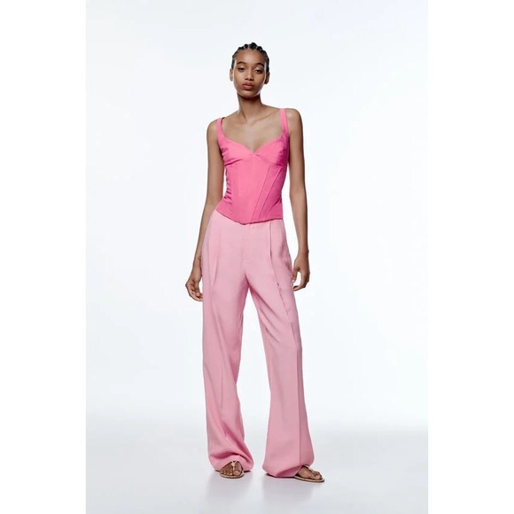 NWOT Zara Linen Blend Corset Top - Picture 2 of 4